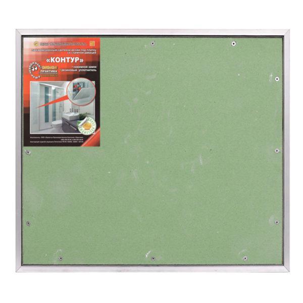 Люк ревизионный под плитку Практика Контур алюминиевый 500х400 мм скрытый нажимной