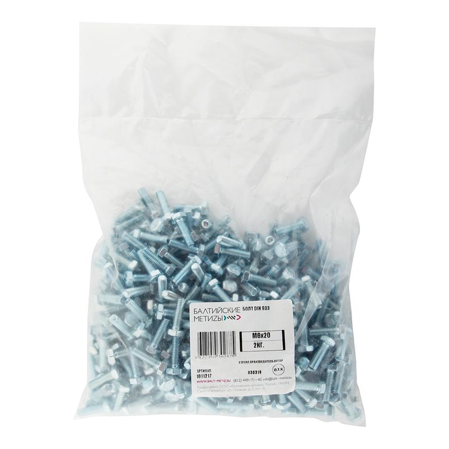 Болт оцинкованный M6x20 мм DIN 933 (2 кг) Болт оцинкованный M6x20 мм DIN 933 (2 кг)