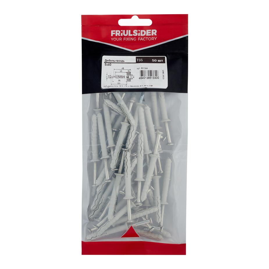 Дюбель-гвоздь Friulsider TSS 5x40 мм потайная манжета нейлон (50 шт.) Дюбель-гвоздь Friulsider TSS 5x40 мм потайная манжета нейлон (50 шт.)