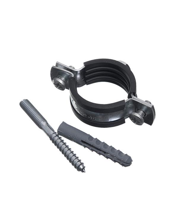 Хомут сантехнический 1 1/2 48-52 мм оцинкованная сталь со шпилькой и дюбелем