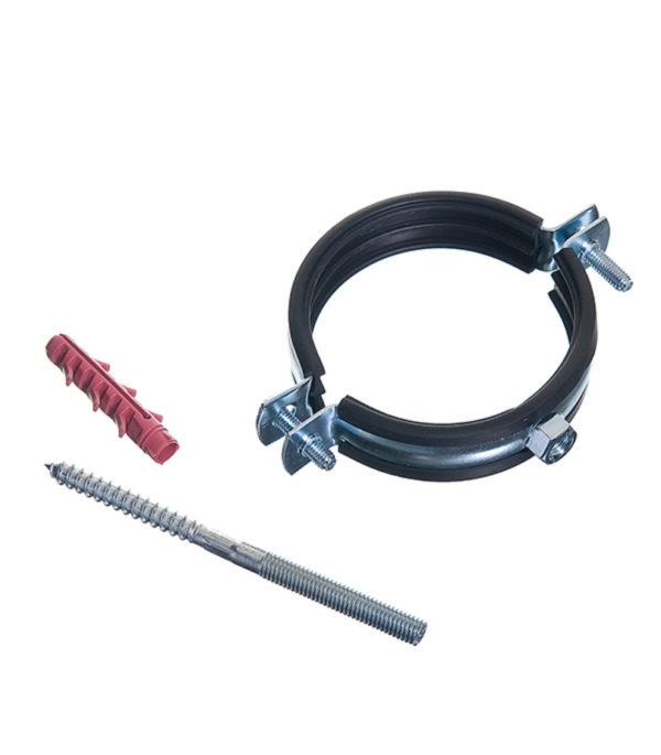 Хомут сантехнический 2 1/2 74-80 мм оцинкованная сталь со шпилькой и дюбелем