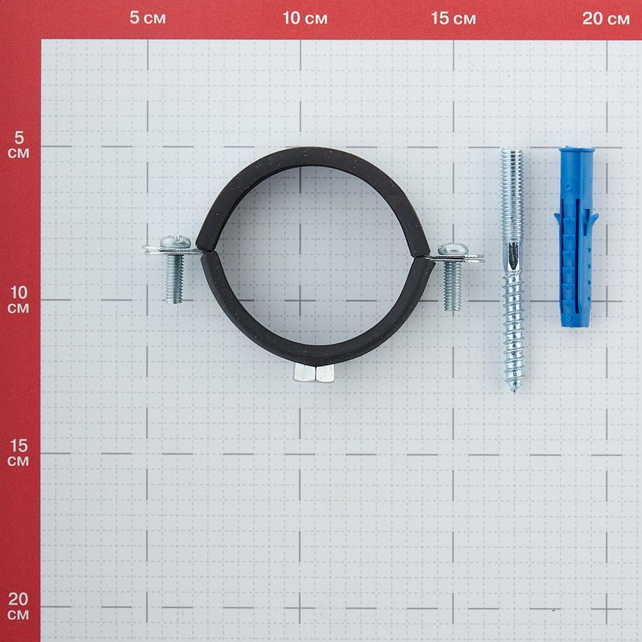 Хомут сантехнический 2 60-64 мм оцинкованная сталь со шпилькой и дюбелем Хомут сантехнический 2 60-64 мм оцинкованная сталь со шпилькой и дюбелем
