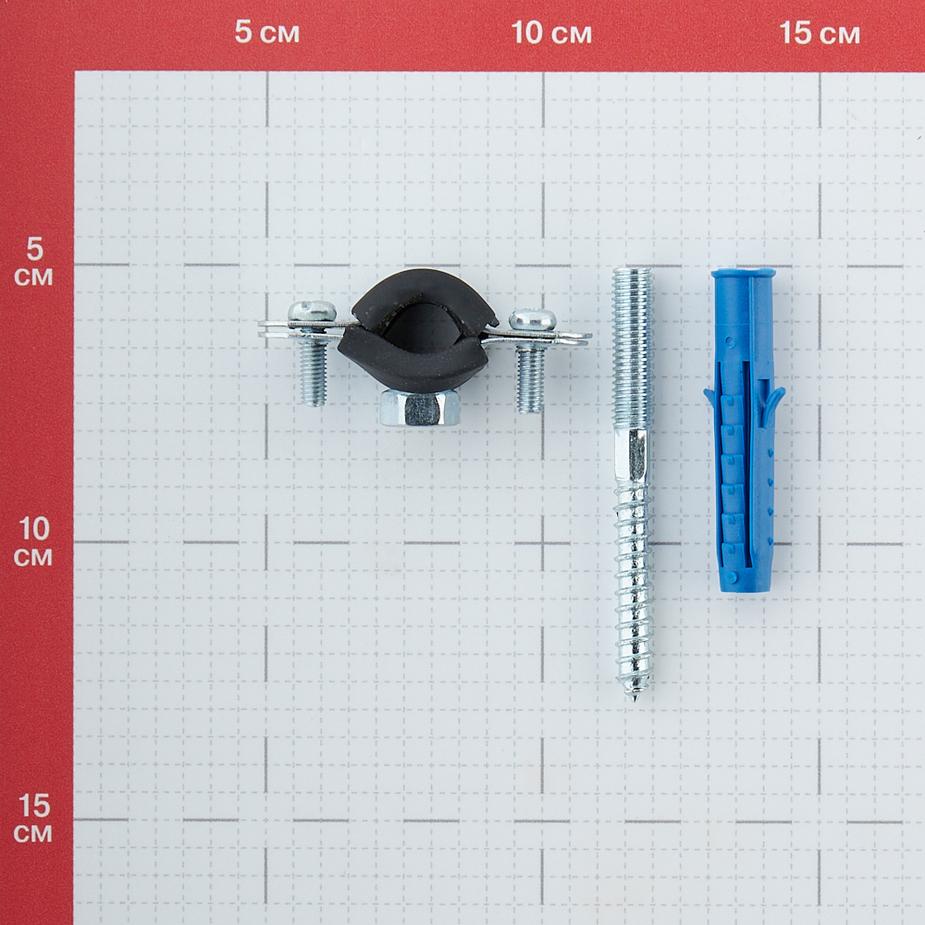 Хомут сантехнический 3/8 16-20 мм оцинкованная сталь со шпилькой и дюбелем (2 шт.) Хомут сантехнический 3/8 16-20 мм оцинкованная сталь со шпилькой и дюбелем (2 шт.)