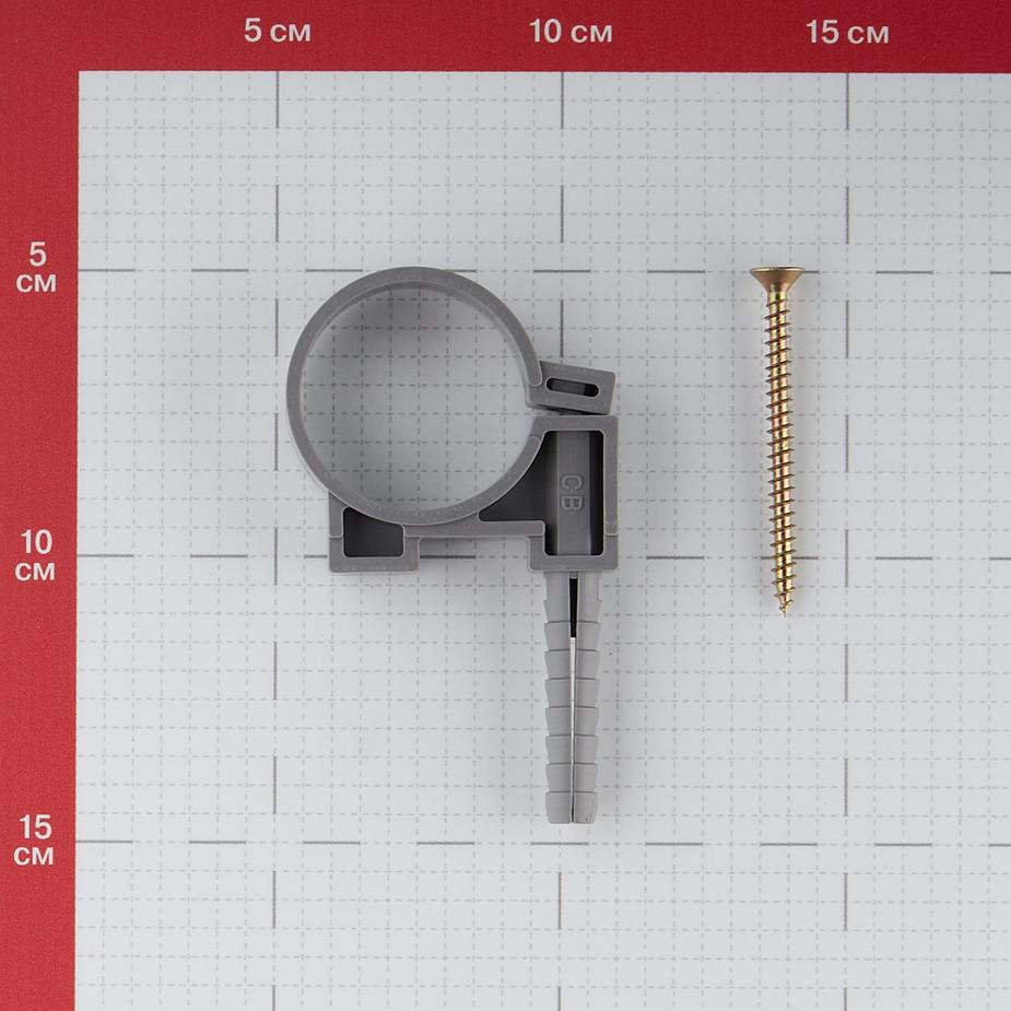 Хомут сантехнический 40-42 мм пластик с дюбелем для крепления трубы (2 шт.) Хомут сантехнический 40-42 мм пластик с дюбелем для крепления трубы (2 шт.)