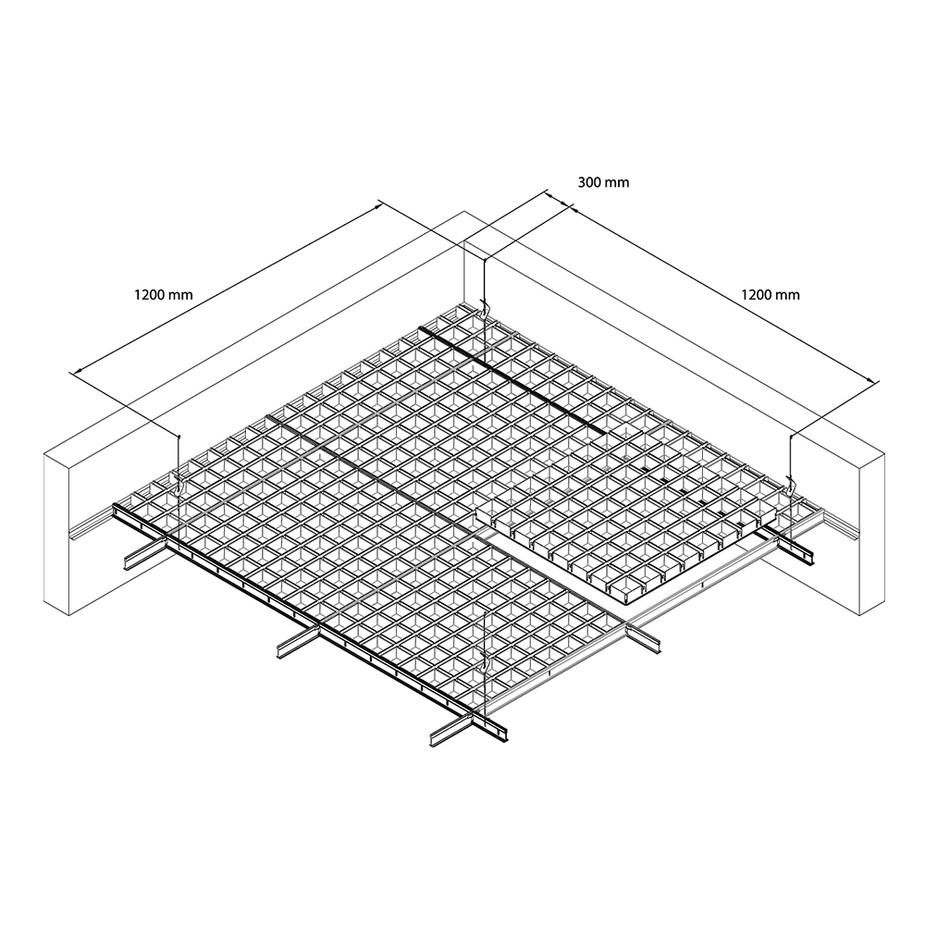 Элемент для потолка грильято GL15 100х100х37х15 мм «папа» белый Элемент для потолка грильято GL15 100х100х37х15 мм «папа» белый