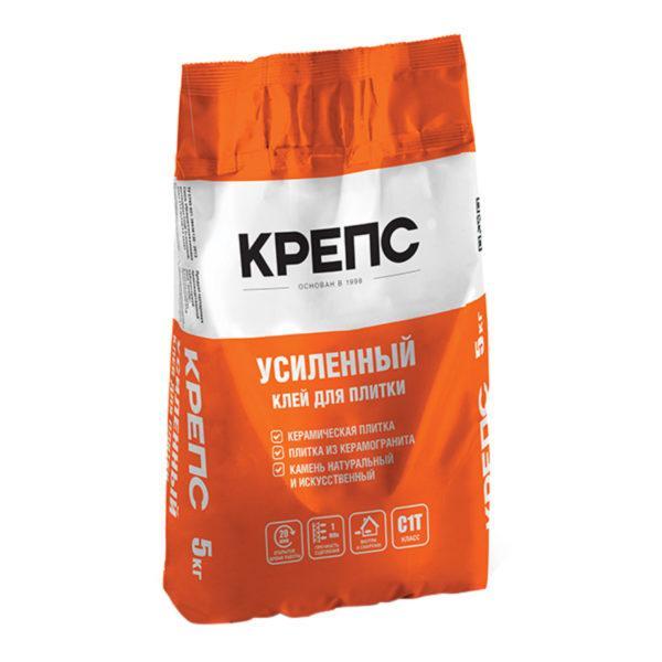 Клей для плитки/ керамогранита/ камня Крепс Усиленный серый (класс С1) 5 кг Клей для плитки/ керамогранита/ камня Крепс Усиленный серый (класс С1) 5 кг