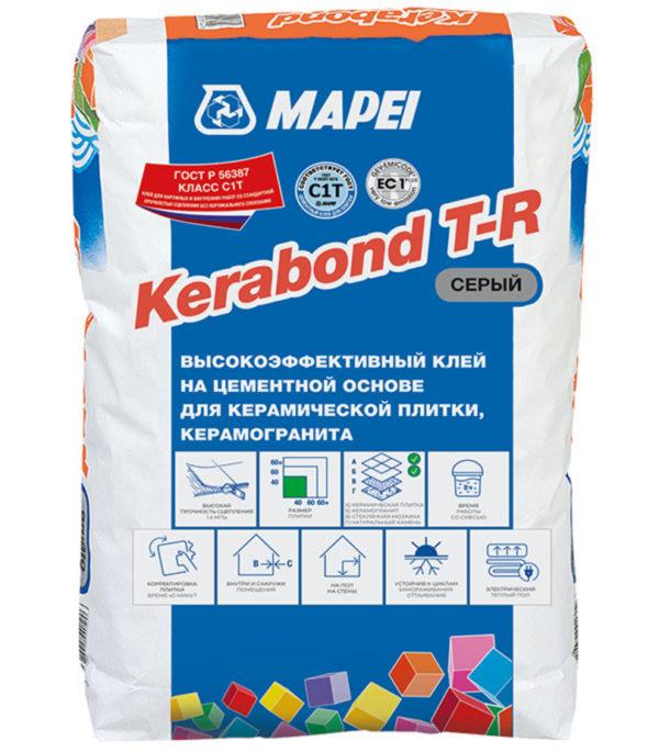 Клей для плитки/ керамогранита/ мозаики Mapei Kerabond T-R серый (класс С1) 25 кг Клей для плитки/ керамогранита/ мозаики Mapei Kerabond T-R серый (класс С1) 25 кг