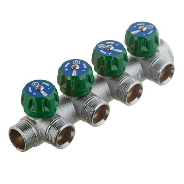 Коллектор Stout (SMB-6850-343404) 3/4 ВР(г) х 4 выхода 3/4(ЕК) х 3/4 НР(ш) регулирующий