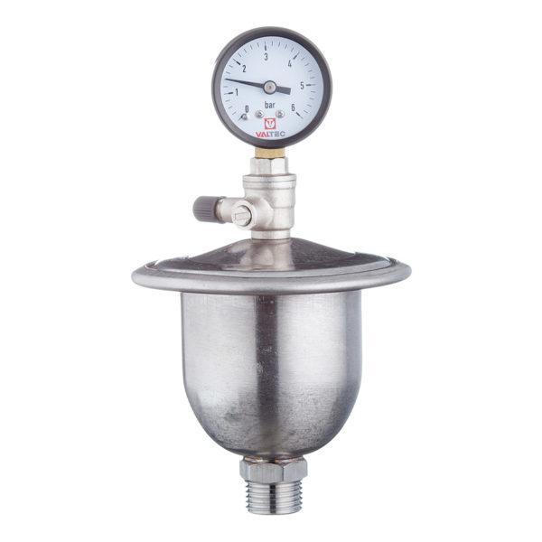 Компенсатор гидроударов VALTEC (VT.CAR20.I.04001) 1/2 НР(ш) мембранный 10-20 бар с манометром