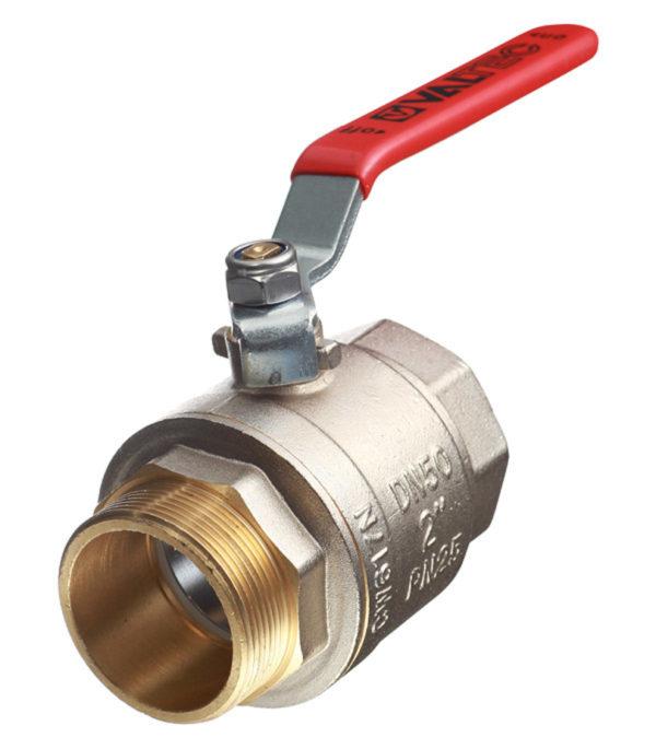 Кран шаровой латунный VALTEC Base (VT.215.N.09) 2 ВР(г) х 2 НР(ш) ручка прямой