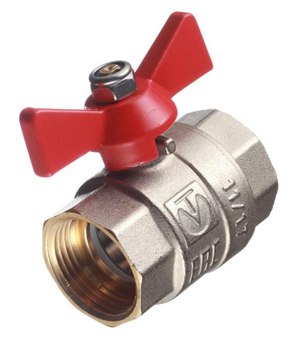 Кран шаровой латунный VALTEC Base (VT.217.N.06) 1 ВР(г) х 1 ВР(г) бабочка прямой