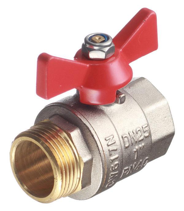 Кран шаровой латунный VALTEC Base (VT.218.N.06) 1 ВР(г) х 1 НР(ш) бабочка прямой