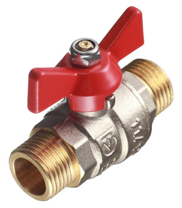Кран шаровой латунный VALTEC Base (VT.219.N.04) 1/2 НР(ш) х 1/2 НР(ш) бабочка прямой