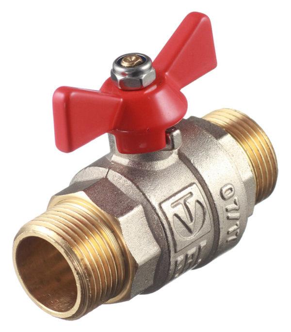 Кран шаровой латунный VALTEC Base (VT.219.N.05) 3/4 НР(ш) х 3/4 НР(ш) бабочка прямой
