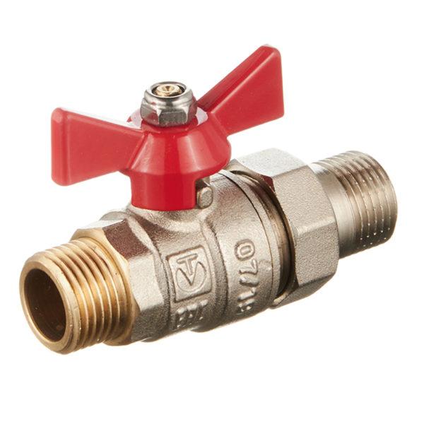 Кран шаровой латунный VALTEC Base (VT.226.N.04) 1/2 НР(ш) х 1/2 НР(ш) бабочка с полусгоном прямой