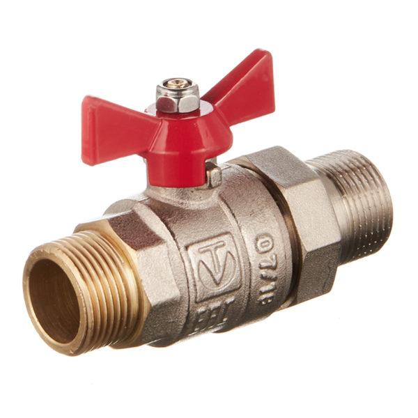 Кран шаровой латунный VALTEC Base (VT.226.N.05) 3/4 НР(ш) х 3/4 НР(ш) бабочка с полусгоном прямой