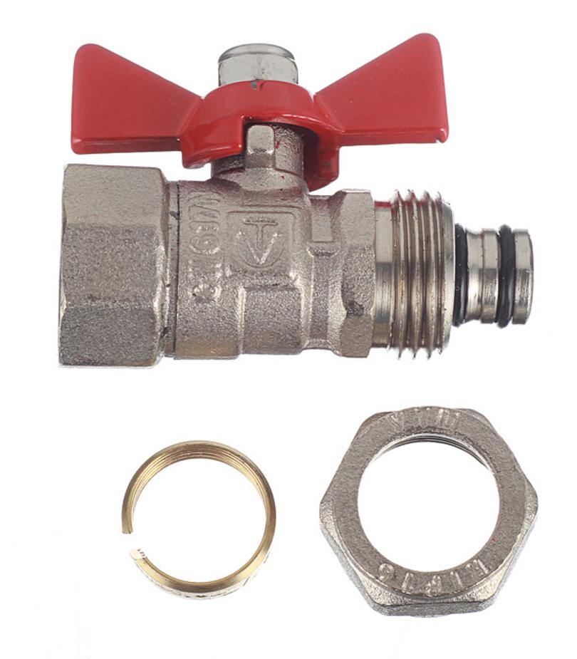 Кран шаровой латунный VALTEC (VT.342.N.1604) 16 обж(ц) х 1/2 ВР(г) для металлопластиковых труб бабочка прямой Кран шаровой латунный VALTEC (VT.342.N.1604) 16 обж(ц) х 1/2 ВР(г) для металлопластиковых труб бабочка прямой