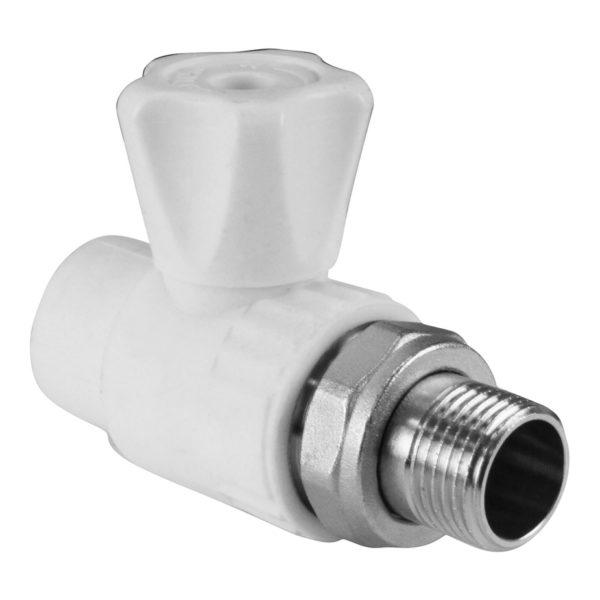 Кран шаровой полипропиленовый 20 мм х 1/2 НР(ш) с американкой прямой