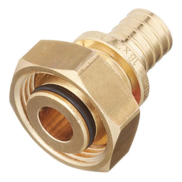 Соединитель прямой Stout (SFA-0034-001634) 16 мм х 3/4 ЕК с накидной гайкой латунный