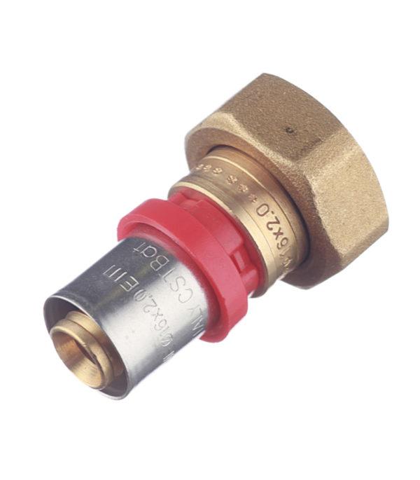 Соединитель прямой Tiemme с накидной гайкой и плоской прокладкой 16(пресс) х 3/4 ВР(г) Соединитель прямой Tiemme с накидной гайкой и плоской прокладкой 16(пресс) х 3/4 ВР(г)