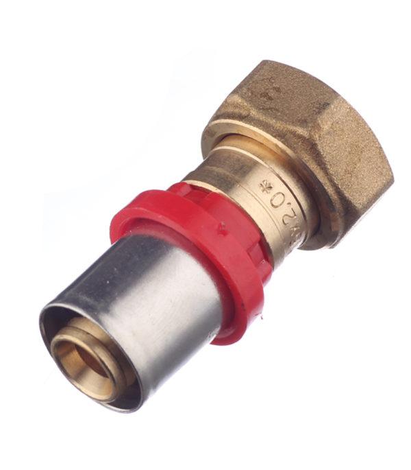 Соединитель прямой Tiemme с накидной гайкой под евроконус 16(пресс) х 1/2 ВР(г)