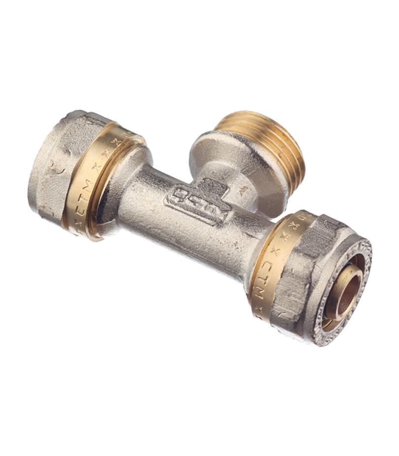 Тройник 16 обж(ц) х 1/2 НР(ш) х 16 обж(ц) Тройник 16 обж(ц) х 1/2 НР(ш) х 16 обж(ц)