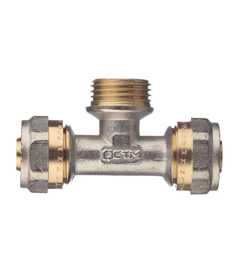 Тройник 16 обж(ц) х 1/2 НР(ш) х 16 обж(ц) Тройник 16 обж(ц) х 1/2 НР(ш) х 16 обж(ц)