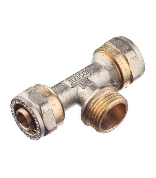 Тройник 16 обж(ц) х 1/2 НР(ш) х 16 обж(ц) Тройник 16 обж(ц) х 1/2 НР(ш) х 16 обж(ц)