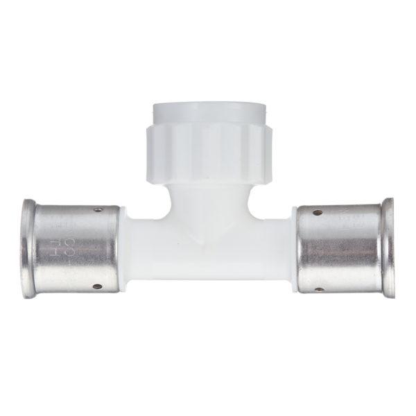Тройник Henco (13PKW-260526) 26(пресс) х 3/4 ВР(г) х 26(пресс) белый PVDF