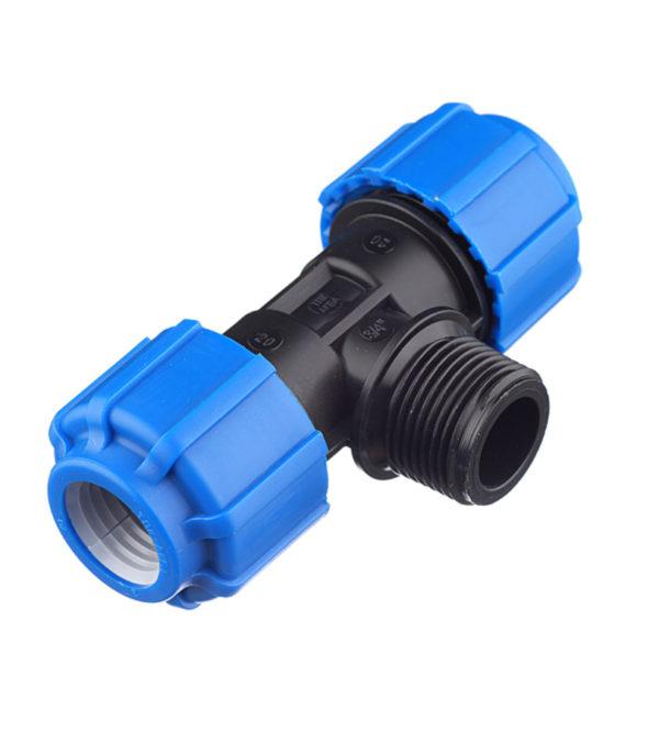 Тройник ПНД Tebo компрессионный переходной 20х20х3/4 НР(ш)