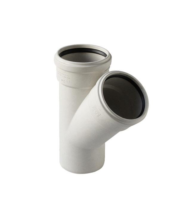 Тройник Pro Aqua Stilte Plus d58 мм 45° пластиковый шумопоглощающий для внутренней канализации