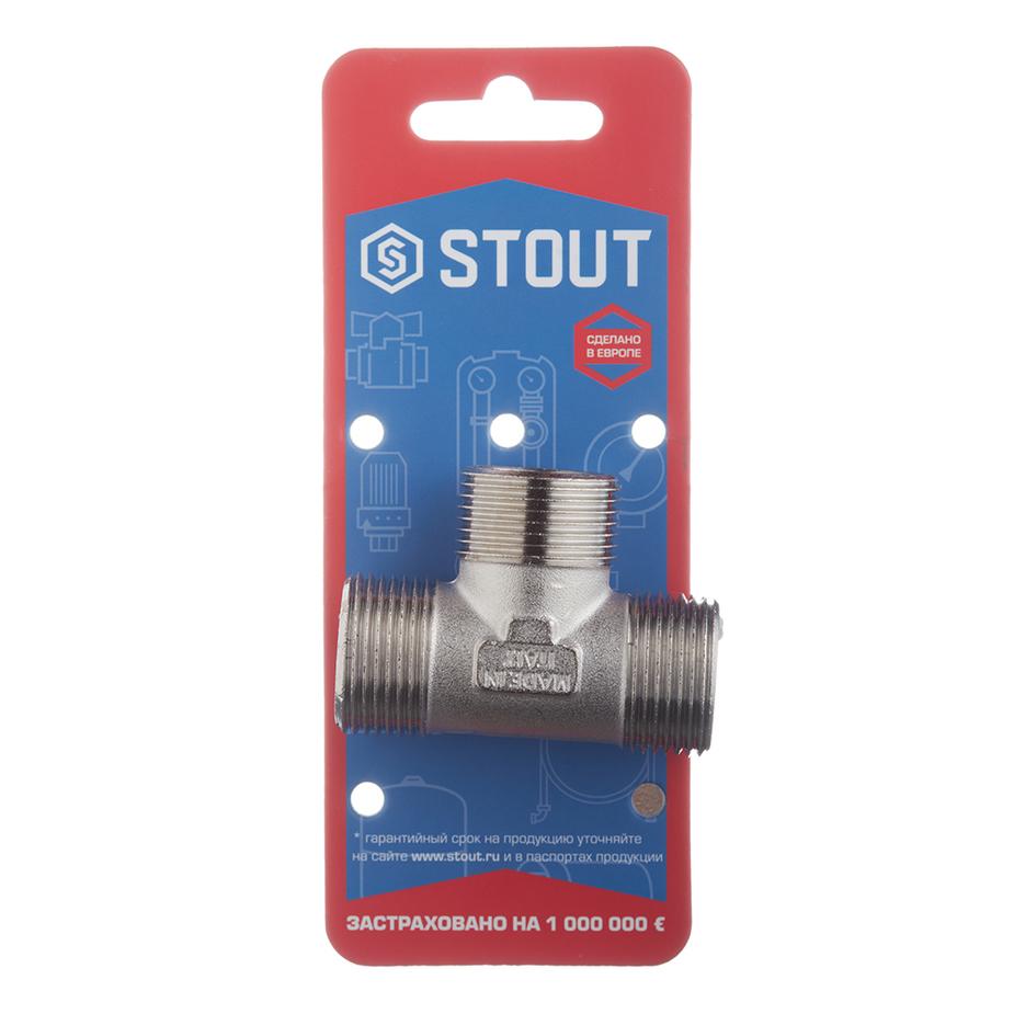 Тройник Stout (SFT-0018-343434) 3/4 НР(ш) х 3/4 НР(ш) х 3/4 НР(ш) латунный Тройник Stout (SFT-0018-343434) 3/4 НР(ш) х 3/4 НР(ш) х 3/4 НР(ш) латунный