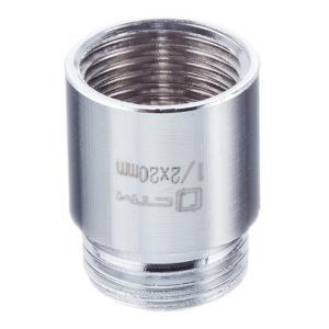 Удлинитель 20 мм х 1/2 ВР(г) х 1/2 НР(ш) латунный