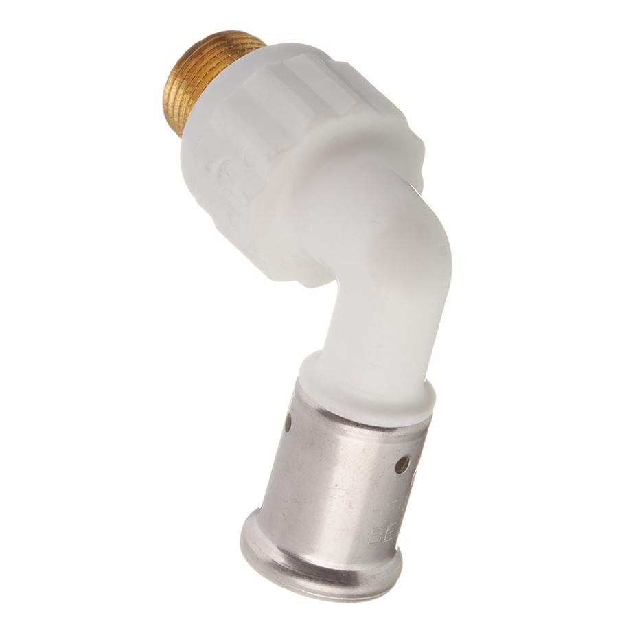 Угол Henco (5PKW-2004) 20(пресс) х 1/2 НР(ш) PVDF белый Угол Henco (5PKW-2004) 20(пресс) х 1/2 НР(ш) PVDF белый