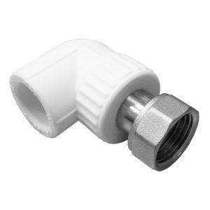 Угол полипропиленовый 20 мм х 1/2 ВР(г) с накидной гайкой