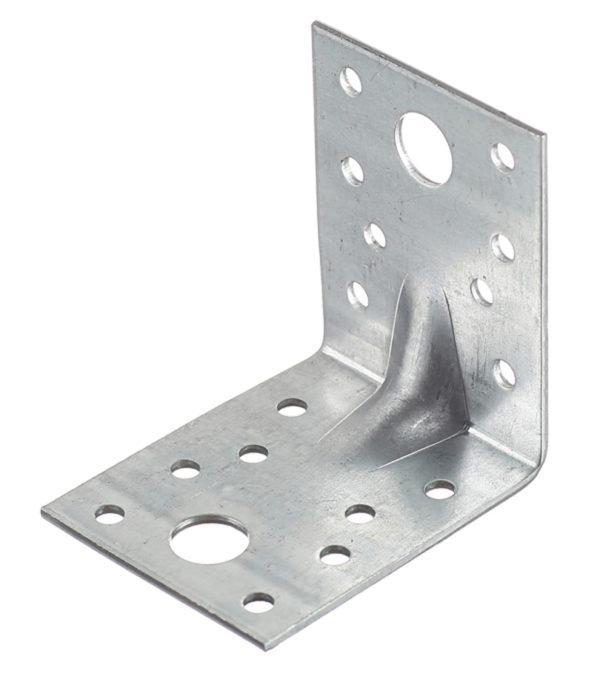 Уголок крепежный усиленный оцинкованный 70х70х55х2 мм Уголок крепежный усиленный оцинкованный 70х70х55х2 мм