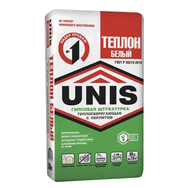 Штукатурка гипсовая UNIS Теплон белая 30 кг